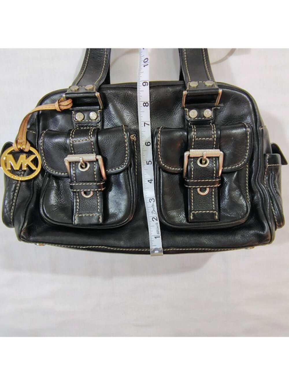 Michael Michael Kors Black Leather Satchel Shoulder Bag – Y2K Multi-Pocket Purse - Picture 11 of 16